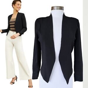 MM LAFLEUR Sant Ambroeus Jardigan Black Open Front Knit Jacket Cardigan Medium